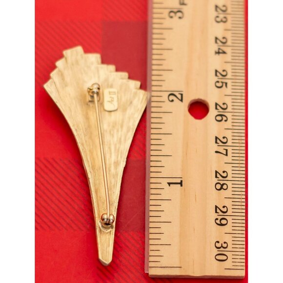 Vintage Mid Century Geometric Gold Tone Brooch by Act 2 - O9 - Picture 3 of 3